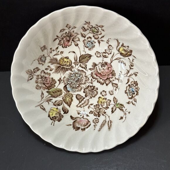 JOHNSON BROTHERS Coupe Cereal Bowl Staffordshire Bouquet Brown Multicolor VTG - Picture 4 of 7